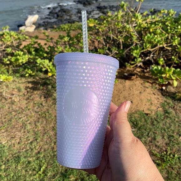 NWT Starbucks 2021 Winter Holiday Icy White Lilac Studded Grande Tumbler - Picture 1 of 4
